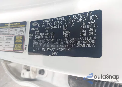 2014 Kia Soul z USA, uszkodzony, nr VIN KNDJN2A20E7094929